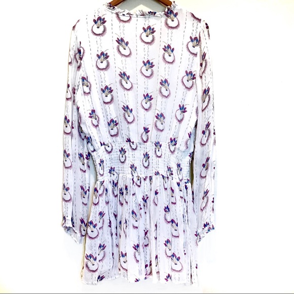 Free People Chiffon Floral Print Skater Dress Sz L - Picture 6 of 8